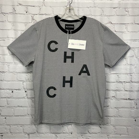 Ellandemm Cha Cha T-Shirt Women's Size M Black/White Striped Vacation Beach NWT - Picture 2 of 8